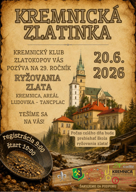 rýžování zlata - Kremnica 2026